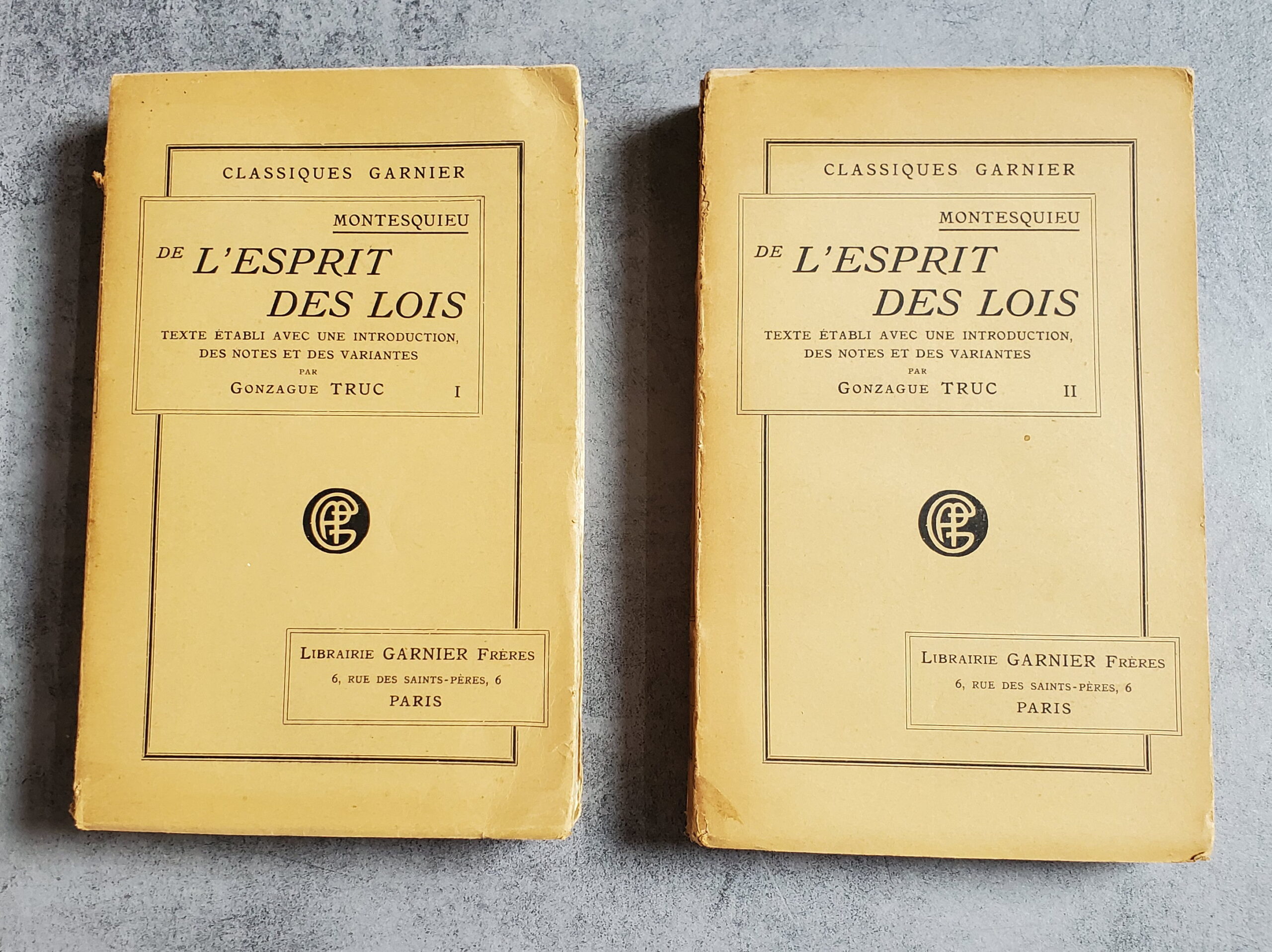 De l'Esprit des Lois Tomes 1 & 2